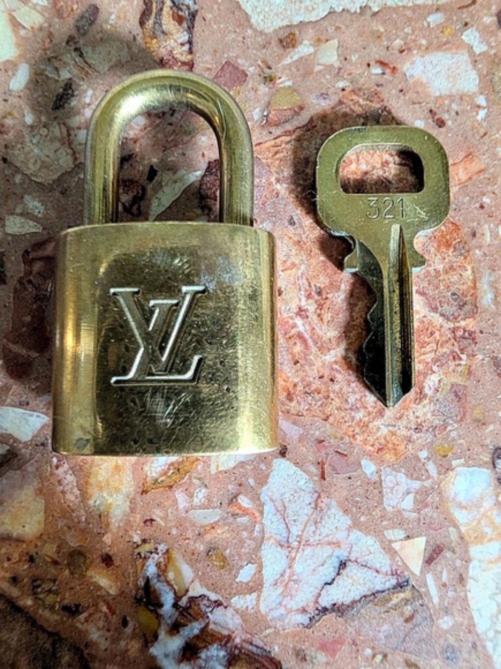 Louis Vuitton Brass Padlock Lock & Key #321 Made in France